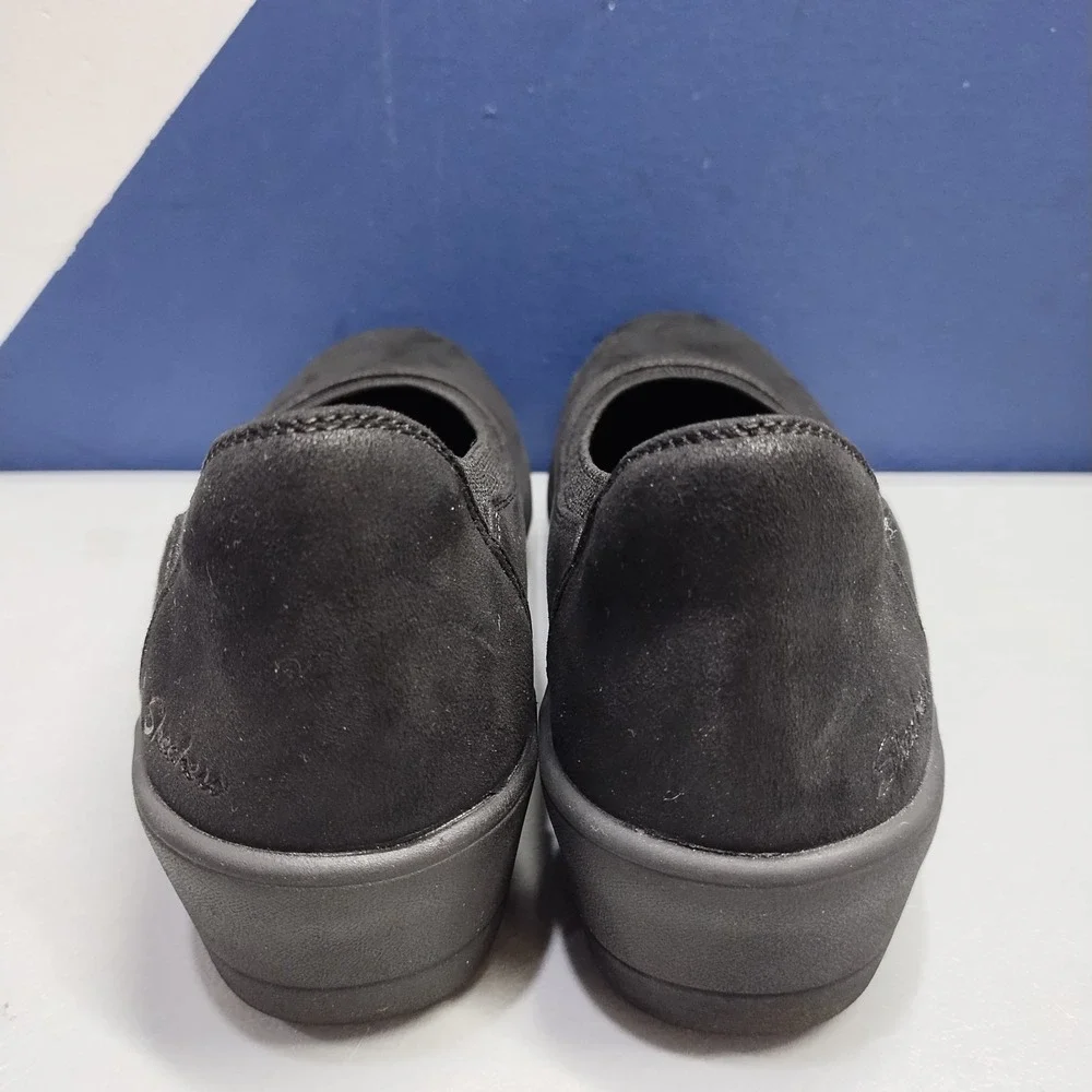 Skechers Newport Wedge Casual Shoes Womens US 8.5 Black Relaxed Fit Air-Cooled
